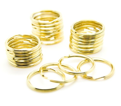 WHOLESALE LOT 100 KEY RINGS 24mm 1" Split Ring GOLD finish for key - Heavy Duty - Picture 3 of 6