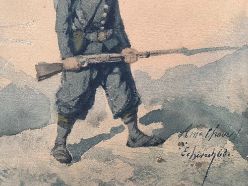 Edward Chevret (XIX ° ) Military Drawing Antique Signed Dedication 1868 Napoleon - Picture 9 of 12