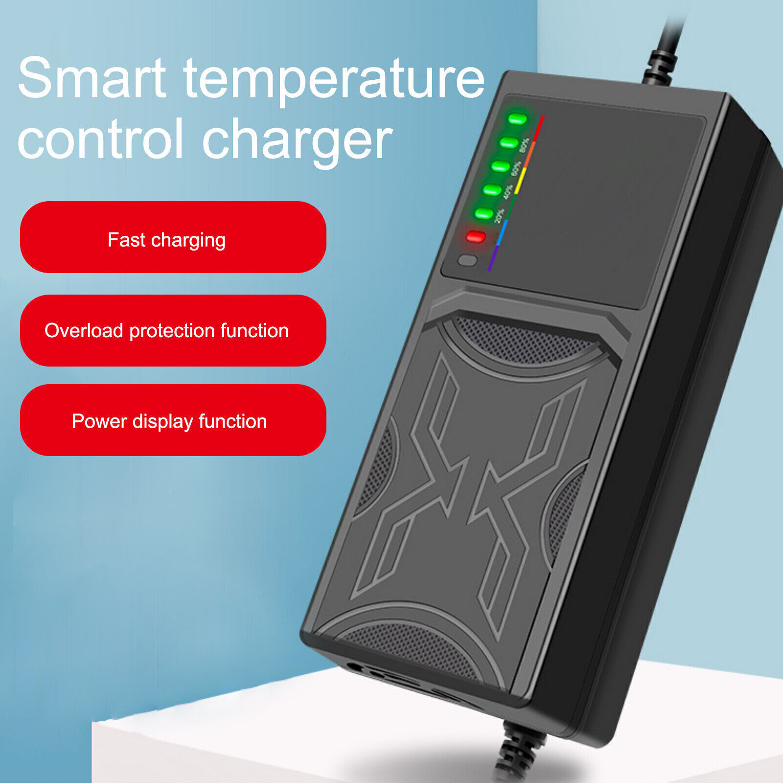 48V/60V 20AH Electric Vehicle Fast Battery Charger Adapter Flashing Light Black eBay