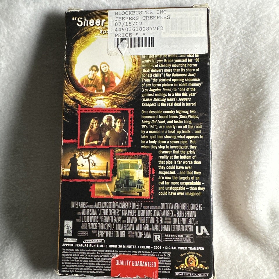 Jeepers Creepers (VHS, 2001) Blockbuster Rental 27616869746 eBay