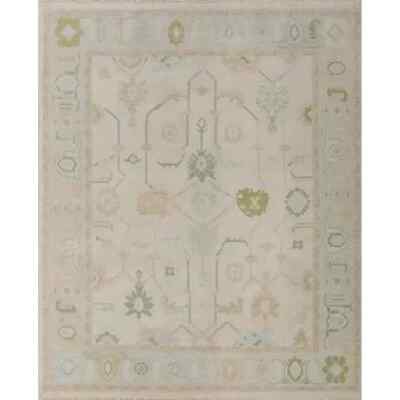 Modern Hand knotted Oushak Rug Area Rug Muted Sage & Sky Blue Gift 9×12 10×14 09