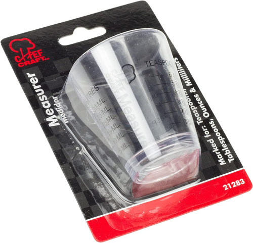 Classic Plastic Shot Glass Measurer, 1 Ounce Teaspoon/Tablespoon, Clear - Picture 2 of 12