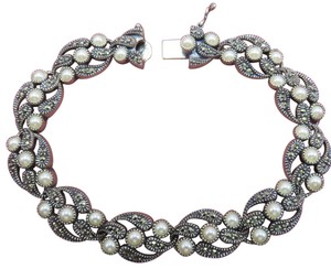 Judith Jack Bracelet Faux Pearl Sterling Silver Marcasite 7 25 Inch Image Is Loading Judith Jack Bracelet Faux Pearl Sterling Silver Marcasite