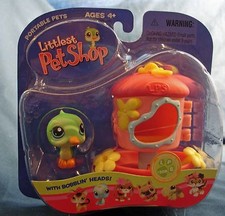 Littlest Pet Shop 208 bobblin' head green humming bird with feeder new in pack