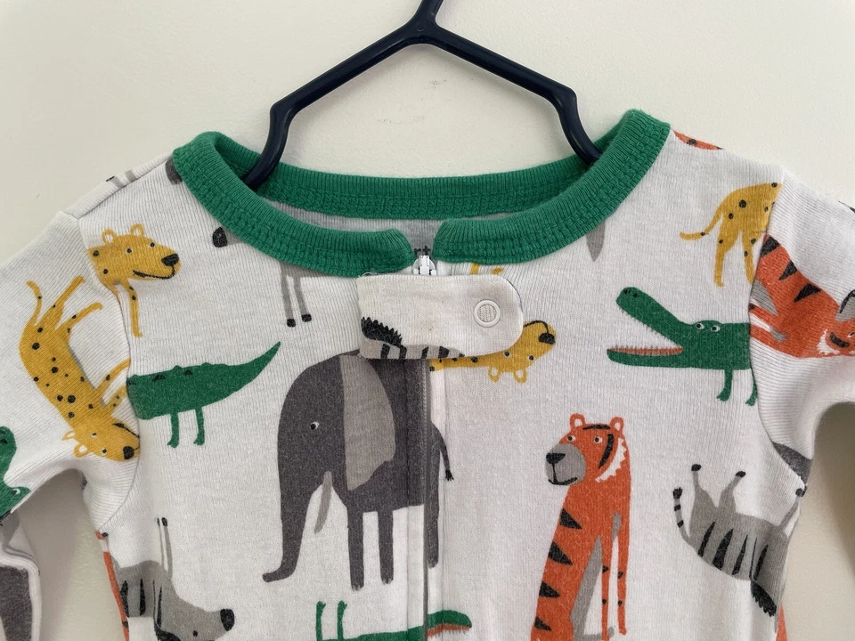 Lindos pijamas Carter's Baby Boys coloridos con estampado de animales de la selva 100 % algodón blancos 12 M Foto 3 de 4