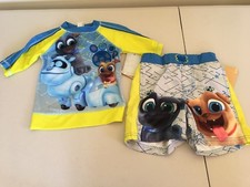 NWT Disney Store Puppy Dog Pals Boy Rash Guard Swim Trunks Set UPF 50 4,7/8