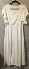 Lyaner Women's Wrap V Neck Ruffle Short Sleeve A-line Swing Flared Dress - Large