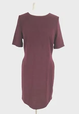 MARIO SERRANI Burgundy Sheath Mini Dress Women Size M Crew Neck Sleeveless 
