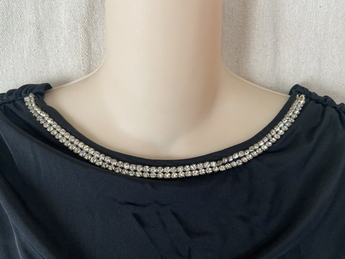 Vintage Casadei Jersey Ruched Rhinestone Dress Women Small Prom Whimsigoth Glam - Picture 3 of 12