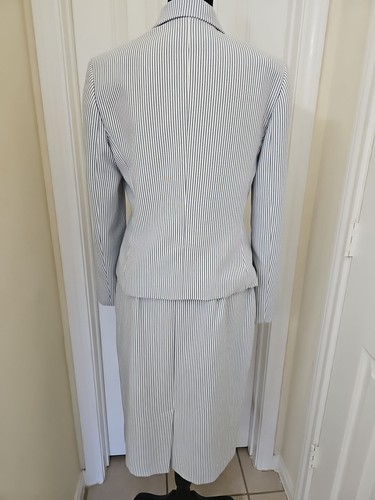Vintage Jones New York SUIT White/Gray Striped Skirt Blazer 2 Piece Suit Sz 6 - Picture 4 of 8