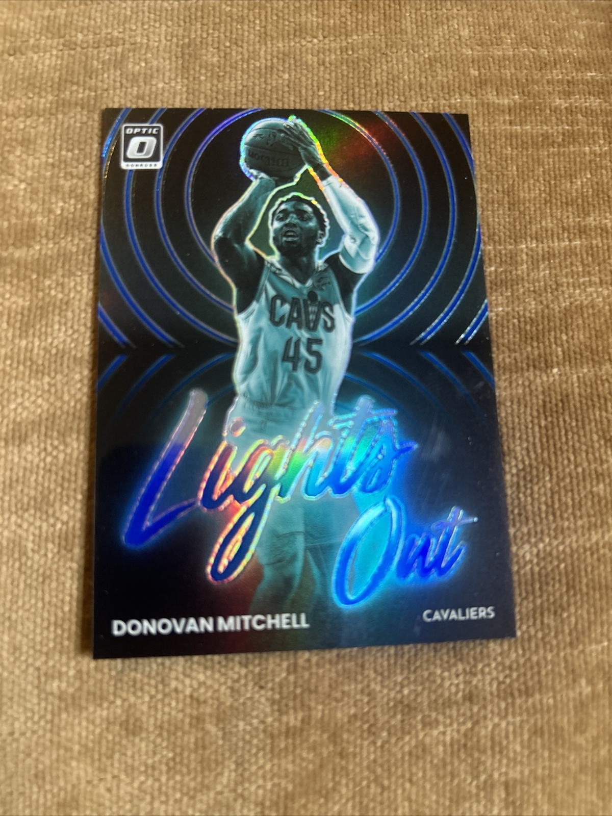 2022-23 Panini Optic Lights Out Blue Prizm #14 Donovan Mitchell /49