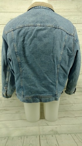 Distress Lee Riveted Men's Jacket Trucker Denim Blanket Lined Vintage XL REG #2 - Picture 7 of 11