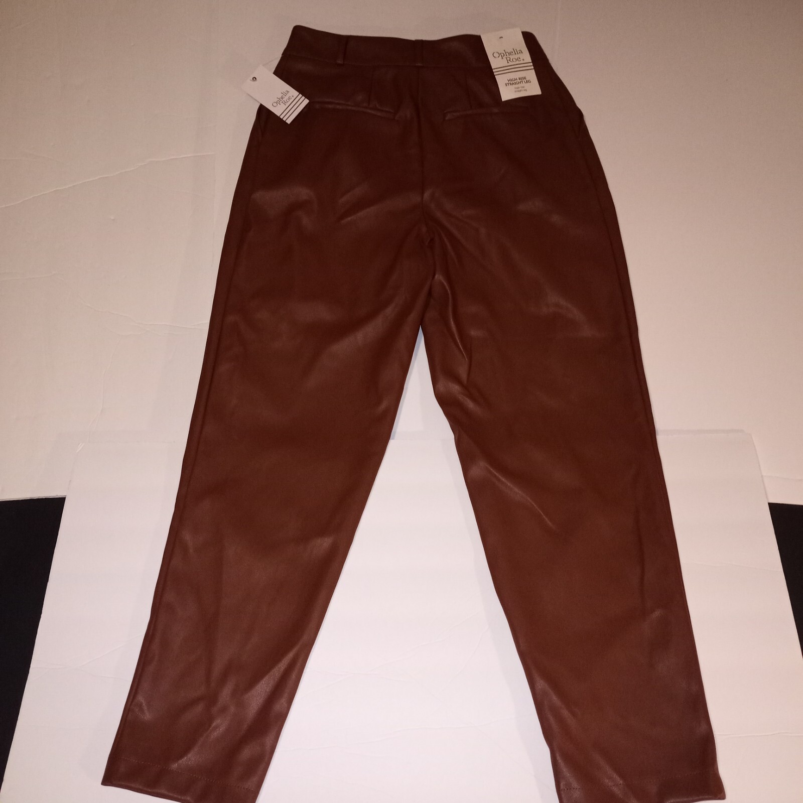 FILA Pantaloni a gamba dritta Ophelia Row da donna marroni in finta pelle nuovi con etichette taglia 10