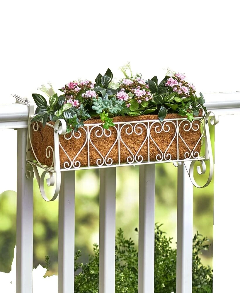 白色矩形植物篮子、花盆、窗口挂篮子