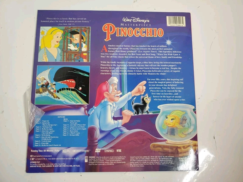Walt Disney's Masterpiece Pinocchio Laserdisc LD - Image 2 of 4