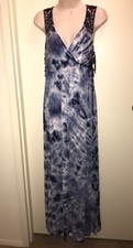AB STUDIO Women's Tie-Dyed Sleeveless Maxi Dress NAVY Size MEDIUM NWT Summer