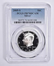 PR70 DCAM 2005-S Silver Kennedy Half Dollar PCGS Blue Label