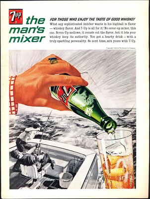 7-Up - The Man's Mixer (Schwertfischangeln) Original 1964 WERBUNG. FreePost