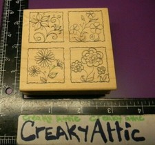 DAISIES FLOWERS FRAMES LINES SQUARES RUBBER STAMP INKADINKADO 96220O CREAKYATTIC