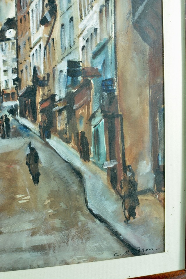 Tableau ancien Vue de rue 5e Quartier Latin Paris Cesar Bron Vlaminck ...