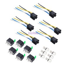 6pcs 30A Blade Fuse Relay Automotive Switch Set 24V DC 4Pin SPST Relay Harness