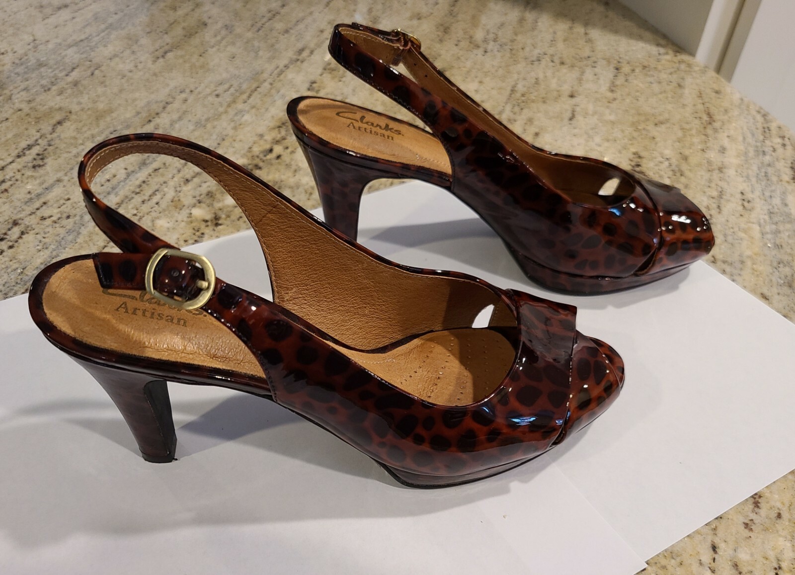 clarks heels leopard