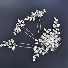 Silver Bridal Hair Accessories Wedding Hair Piece Bride Headpiece Crystal