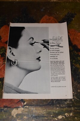 Vintage 1963 Max Factor Lash-Full Textured Mascara Wand Print Ad.