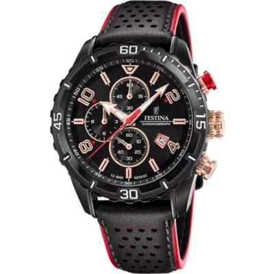 Festina Chrono Sport F205194 Mens Black Leather Straps Chronograph Dial Watch