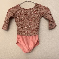 Revolution Dance Costume leotard mauve dusty rose pink lace RC19779 child MC