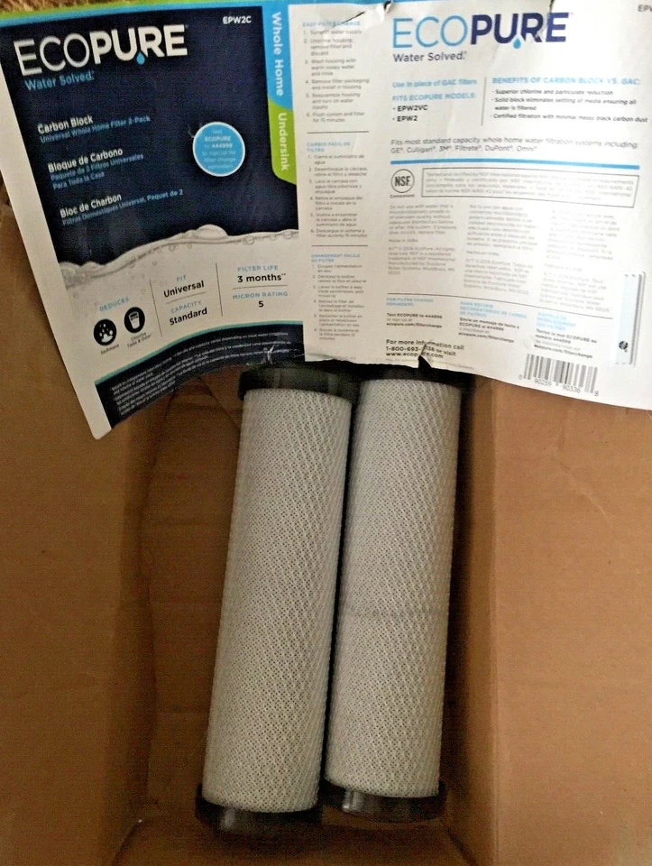 NEW EcoPure Water Filter 2-Pack EPW2C Universal Standard Carbon Block Undersink - Image 4 of 4