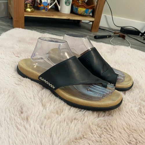 Gabor Lanzarote Sandals 40 Black Nubuck Leather Toe Loop Cushioned Slip on  | eBay