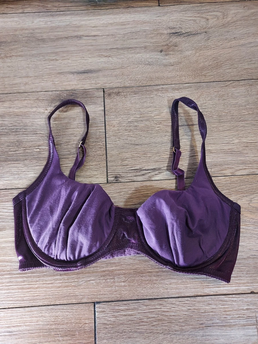 Vintage made in USA Parisa size 32C Purple Satin Bra