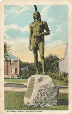 Postcard Massasoit Statue Plymouth Massachusetts MA WB