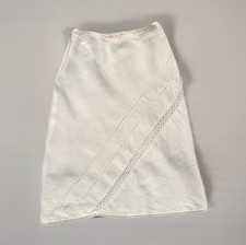 Vintage 90s Y2K Organic Linen Midi Skirt Cottagecore Prairie Cowgirl Romantic M