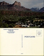 Hawkeye Trailer Park aerial view Sedona AZ mountains chrome 1970s