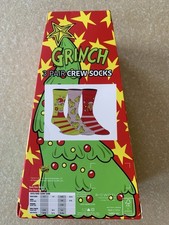 The Grinch Crew Socks Mens 3 Pairs Size 10-13 Christmas Shoe Size 8-12 Dr. Seuss