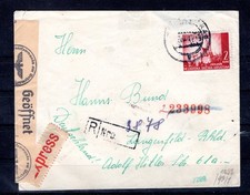 Croacia 1942 carta expresa registrada Banja Luka - Reich alemán - censurada