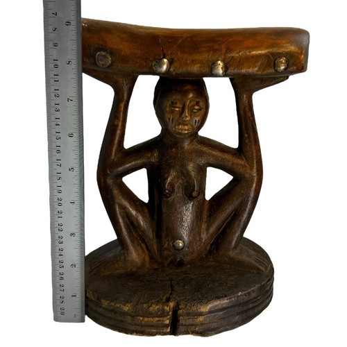 Vtg African Art Tribal Appui Nuque Luba Stool Neck Support Female Rep of Congo - Picture 12 of 17
