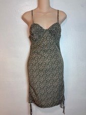 Blush BJ Green Floral Spaghetti Strap Dress with Tie Back, Size M