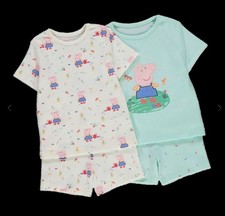 Baby Girls Peppa Pig Short Pyjamas 2 Pack Character PJs Nightwear 0-3 Months