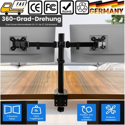 Dual Monitor Schwenkarm Tisch Halterung Doppel Halter Bildschirm Ständer 10-27''