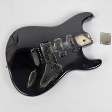 2004 Squier Affinity Stratocaster Black Electric Guitar Body with Neck Plate ~