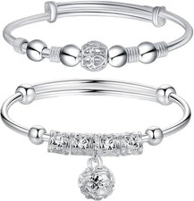 Mother's Day Silver Charm Bracelets Gifts for Mom, Birthday Gifts for Women