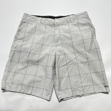 ONeill Board Shorts Men Size 34 Gray Plaid Casual 9" Inseam Surf Swim Beach