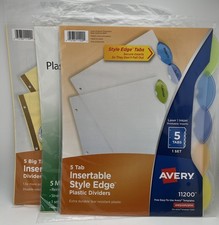 Mixed Brand Insertable Plastic Dividers 3 Pack Edge Tabs