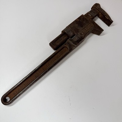Antique MKT Railroad TRIMO 18  Adjustable Pipe Wrench PAT'D 12-19-11 Trimont Mfg