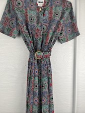80’s Leslie Fay Midi Secretary Teacher Dress 8 Pleated Skirt Shoulder Pads Belt