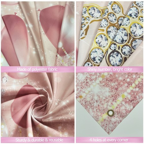 16 Birthday Backdrop Banner Pink Rose Gold Sweet 16 Birthday Decorations Happy 1 - Picture 6 of 6