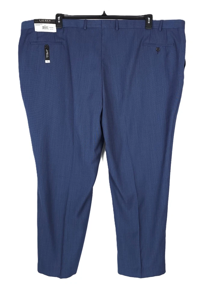 Lauren Ralph Lauren Classic-Fit Stretch Wool Suit Pants Blue Birdseye 54x30 NWT - Image 3 of 4